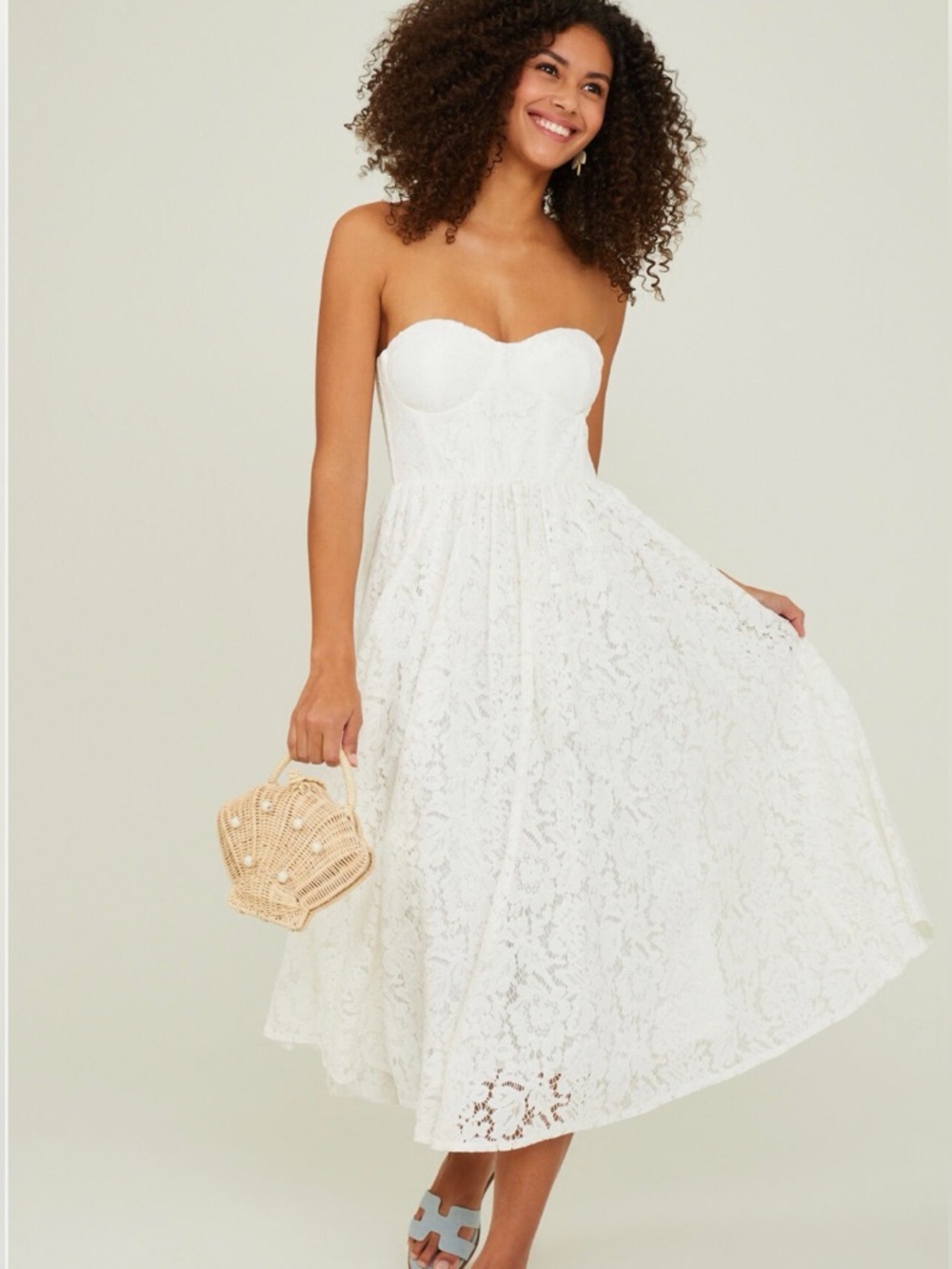 Altar'd State Cream Lace Bustier Dress